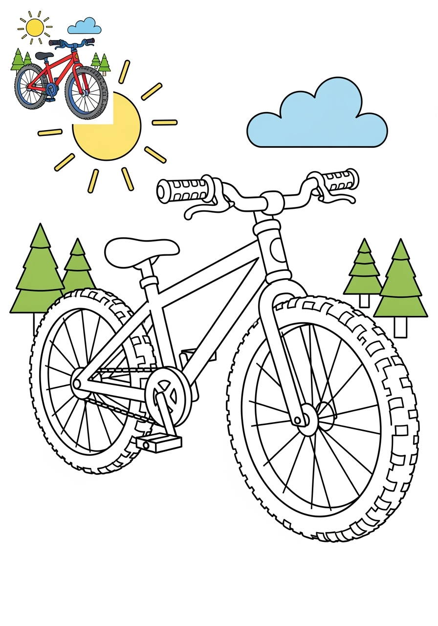 medium vehicles Two-Wheelers mountain bike kids coloring page 0