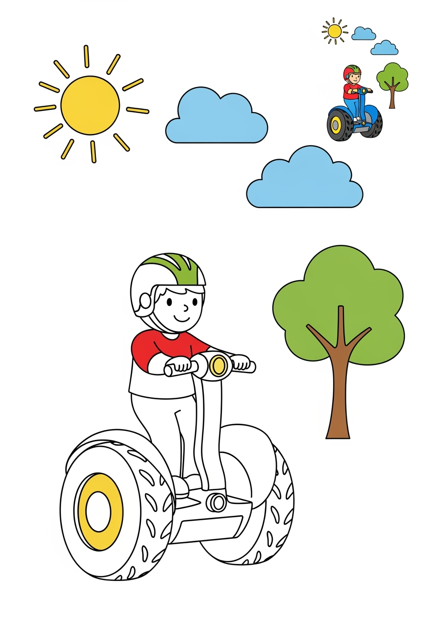 medium vehicles Two-Wheelers segway kids coloring page 0
