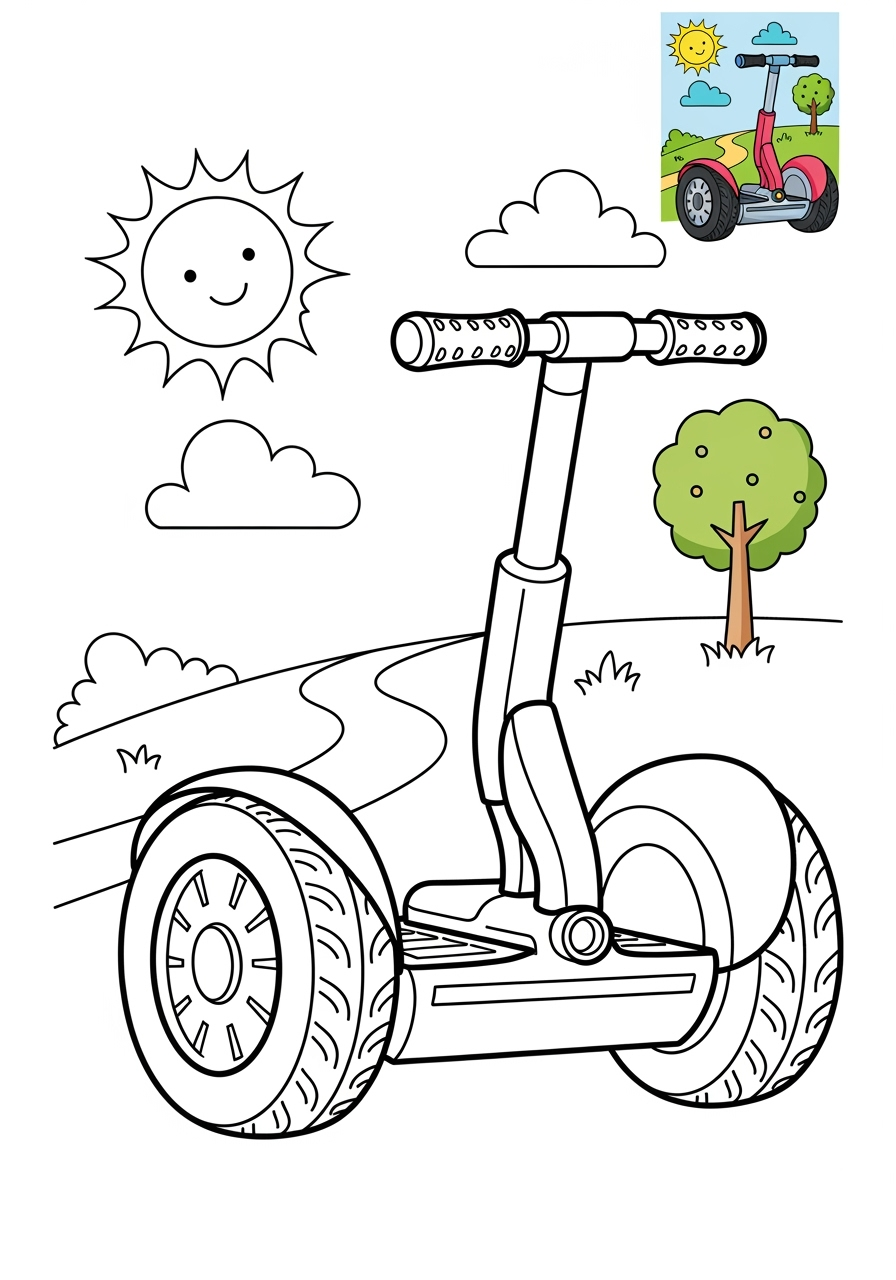 medium vehicles Two-Wheelers segway kids coloring page 1