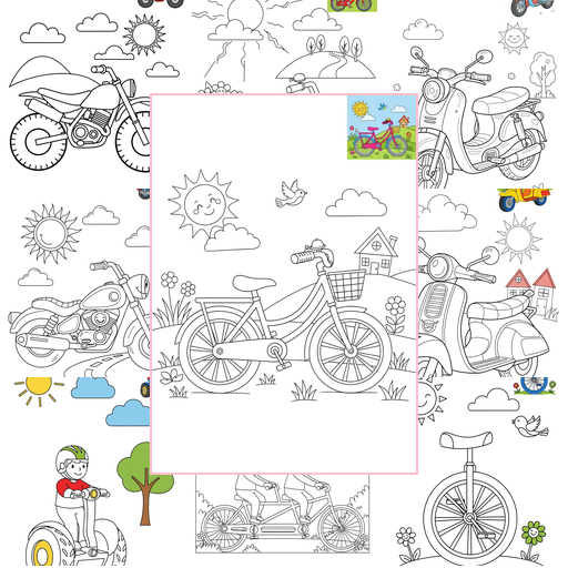Medium Vehicles Two-Wheelers Coloring Sheets Collections Thumbnail