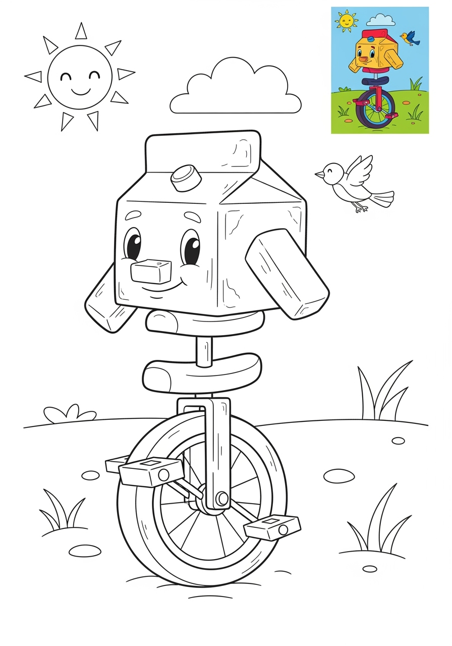 medium vehicles Two-Wheelers unicycle kids coloring page 1