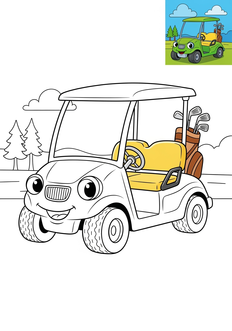 medium vehicles Special Vehicles golf cart kids coloring page 0
