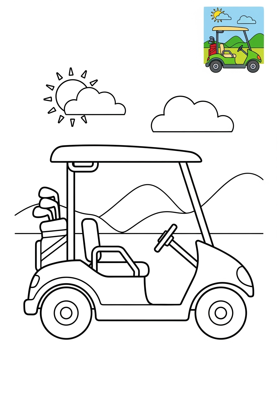 medium vehicles Special Vehicles golf cart kids coloring page 1