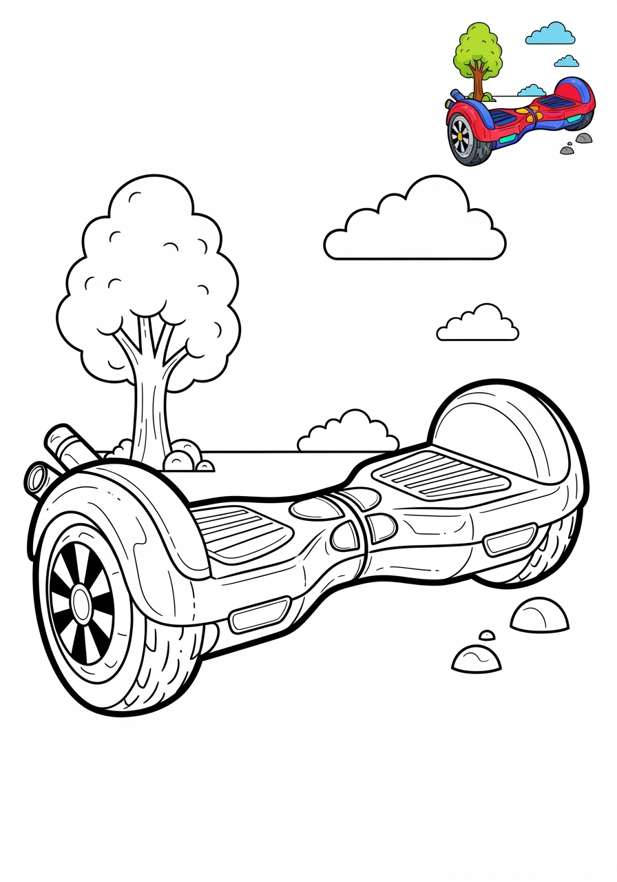 medium vehicles Special Vehicles hoverboard kids coloring page 0