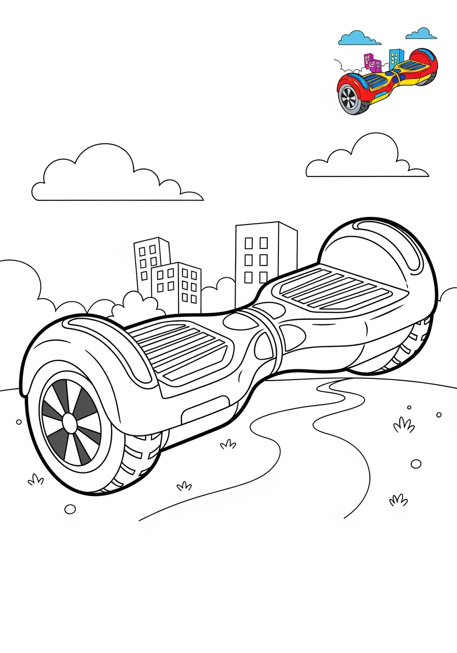 medium vehicles Special Vehicles hoverboard kids coloring page 1