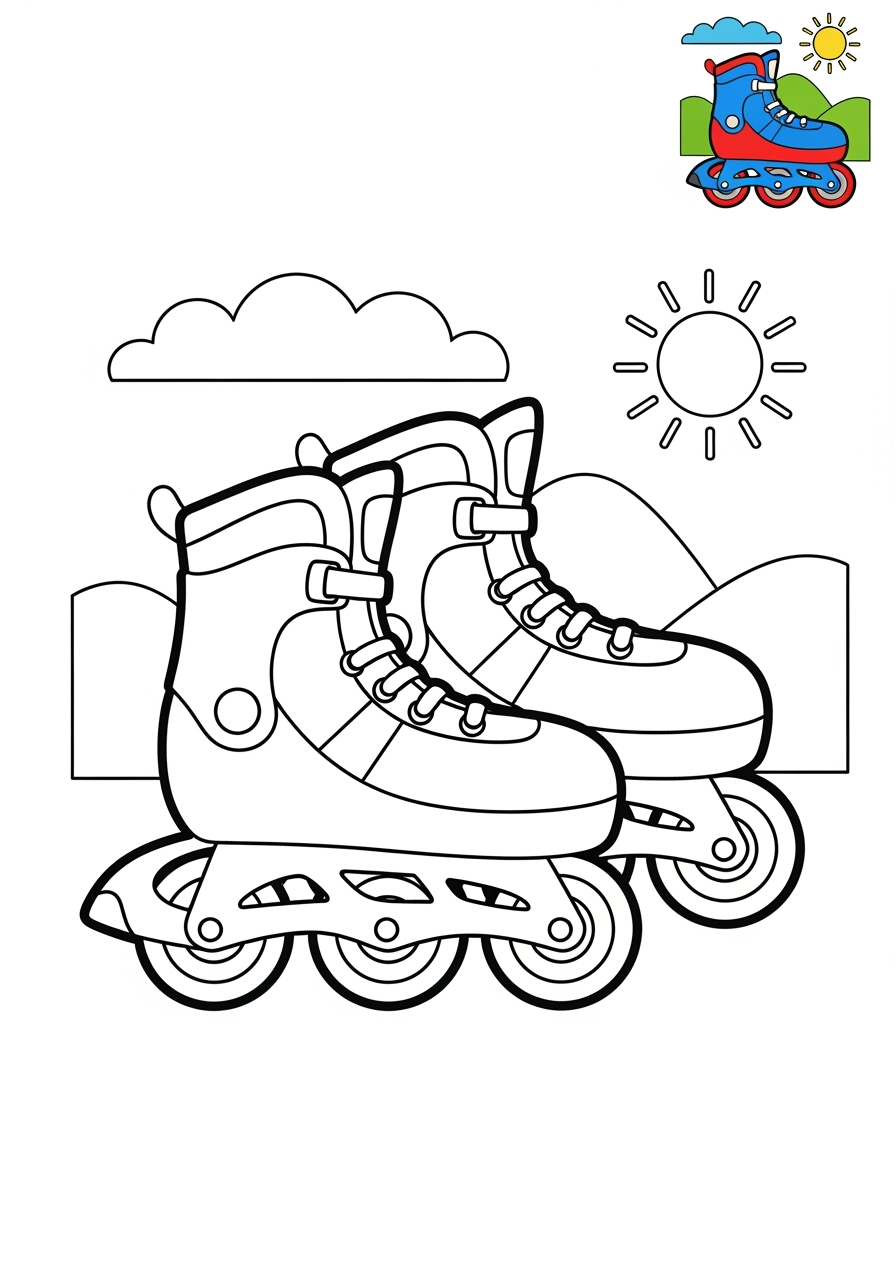medium vehicles Special Vehicles rollerblades kids coloring page 0