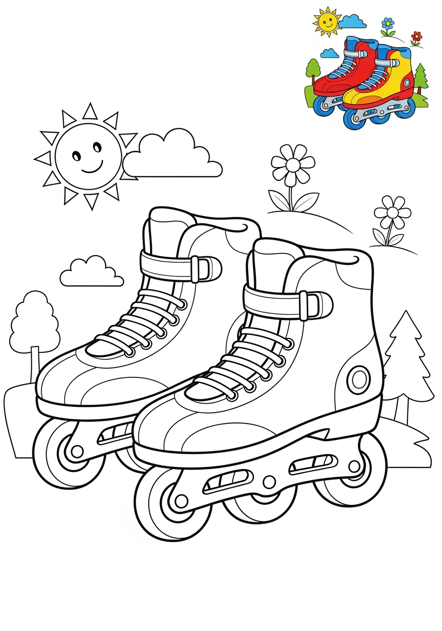medium vehicles Special Vehicles rollerblades kids coloring page 1