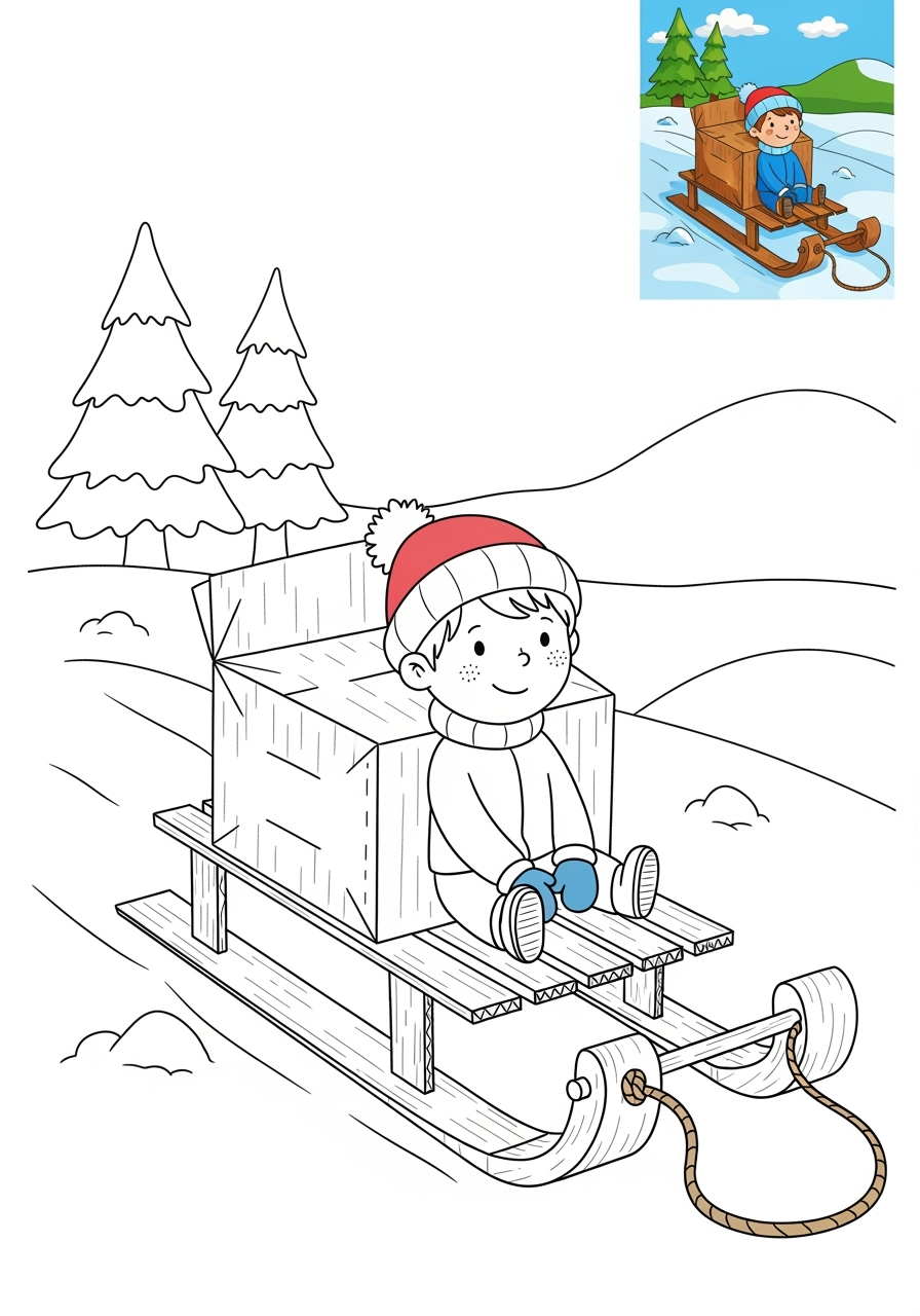 medium vehicles Special Vehicles sled kids coloring page 0