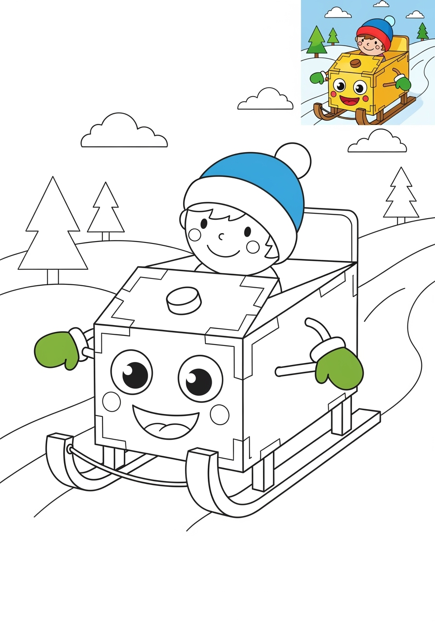 medium vehicles Special Vehicles sled kids coloring page 1
