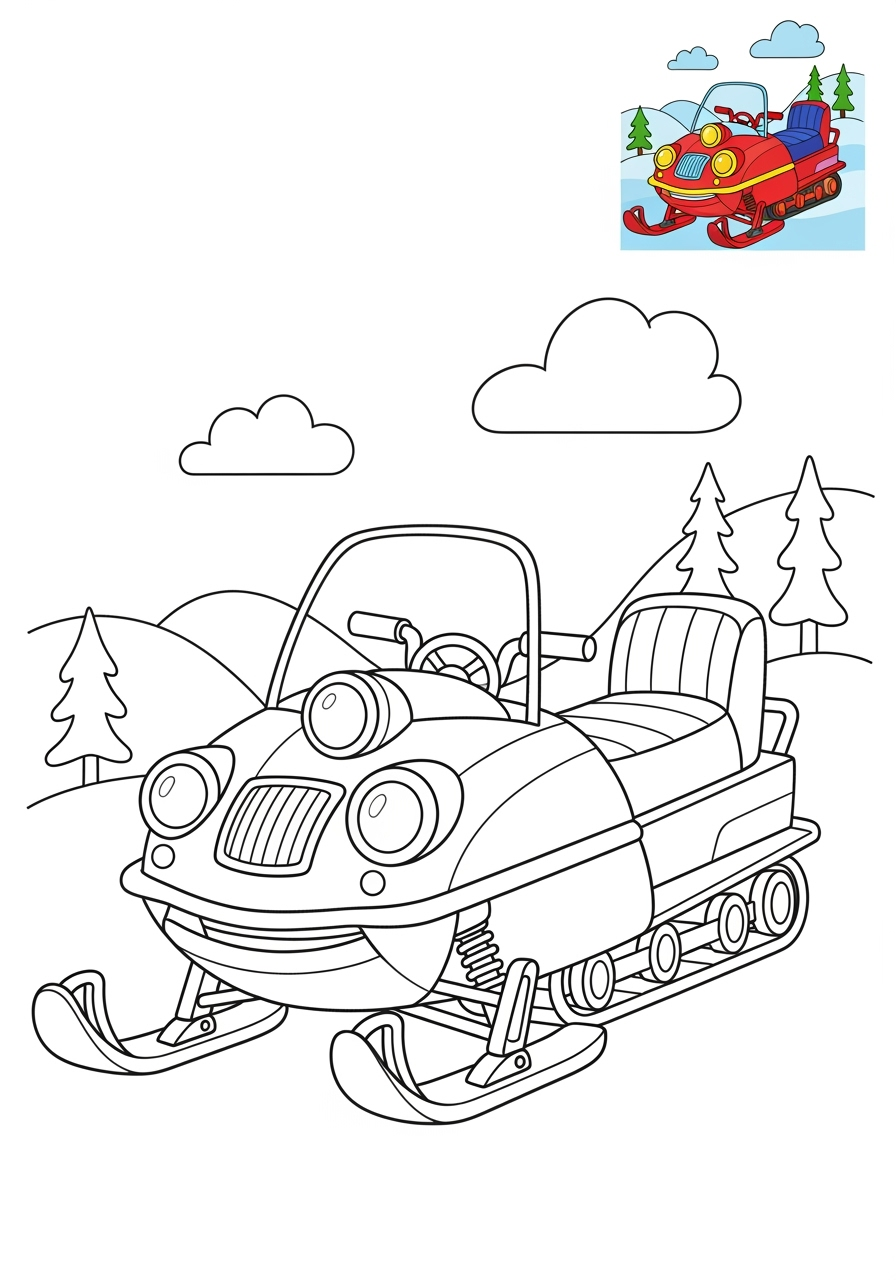 medium vehicles Special Vehicles snowmobile kids coloring page 0