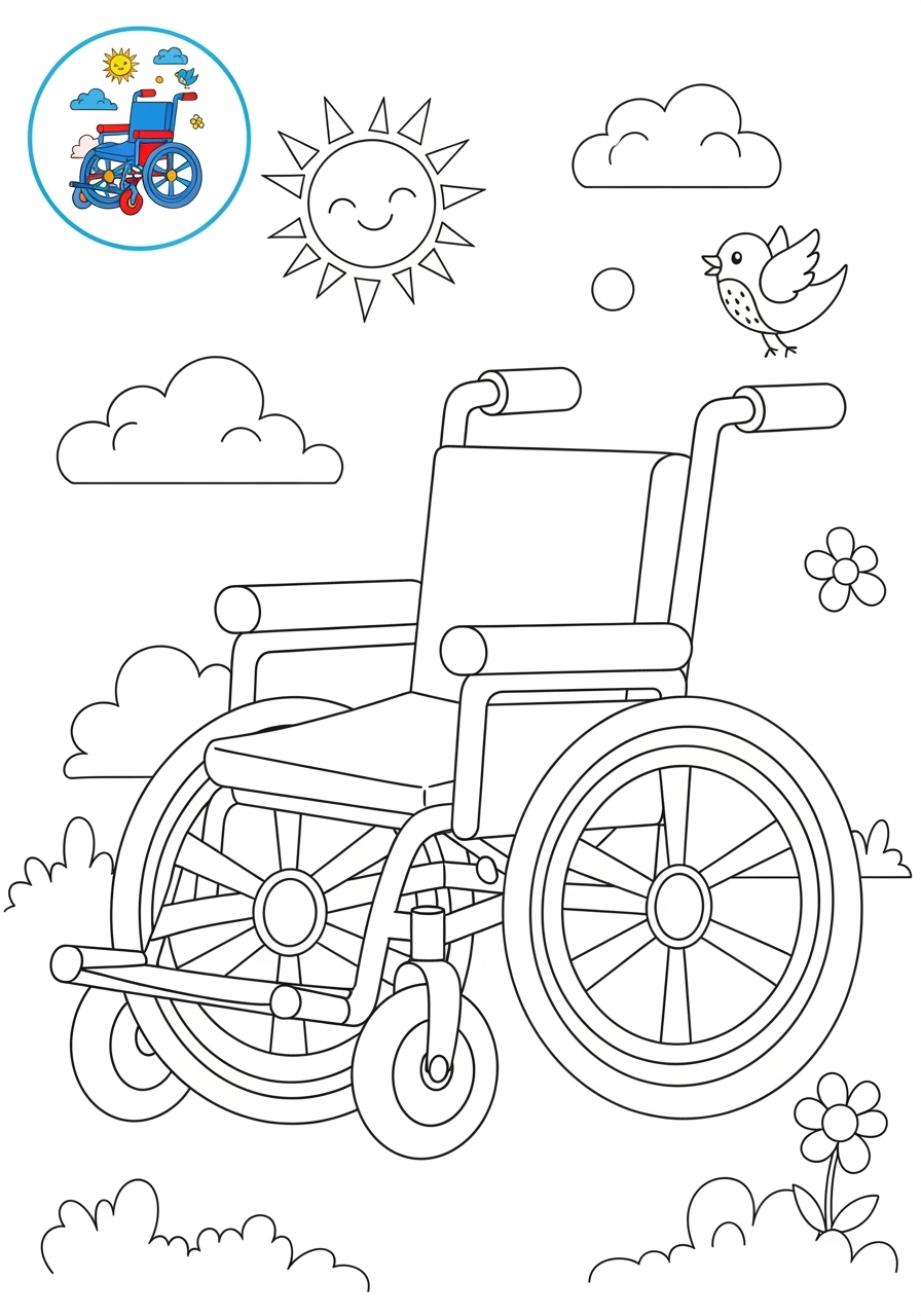 medium vehicles Special Vehicles wheelchair kids coloring page 0