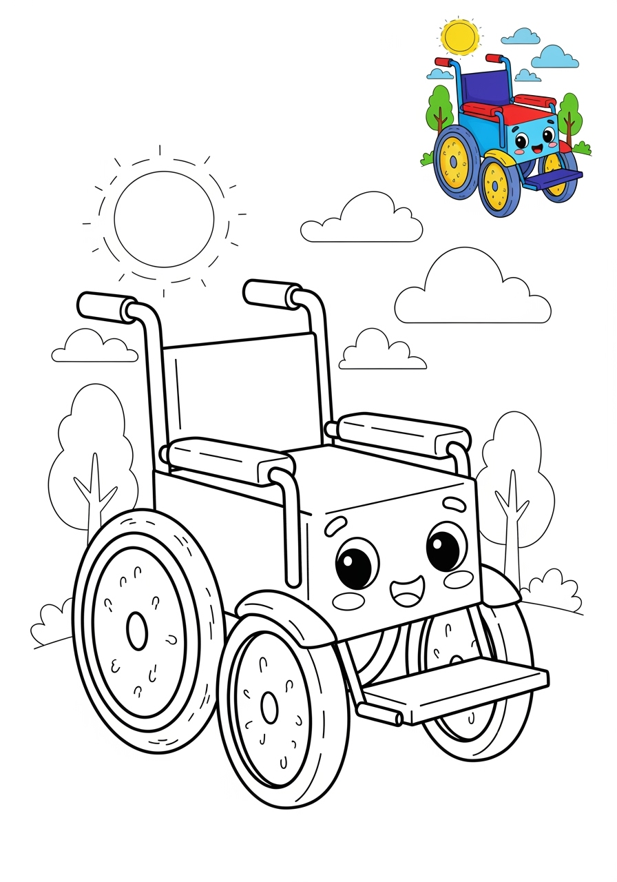 medium vehicles Special Vehicles wheelchair kids coloring page 1